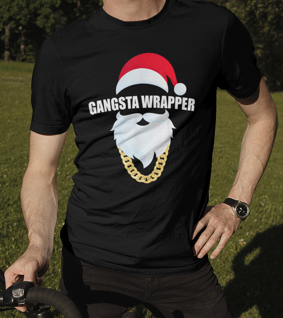 Gangsta Wrapper Santa With Gold Chain Beard And Hat T-Shirt