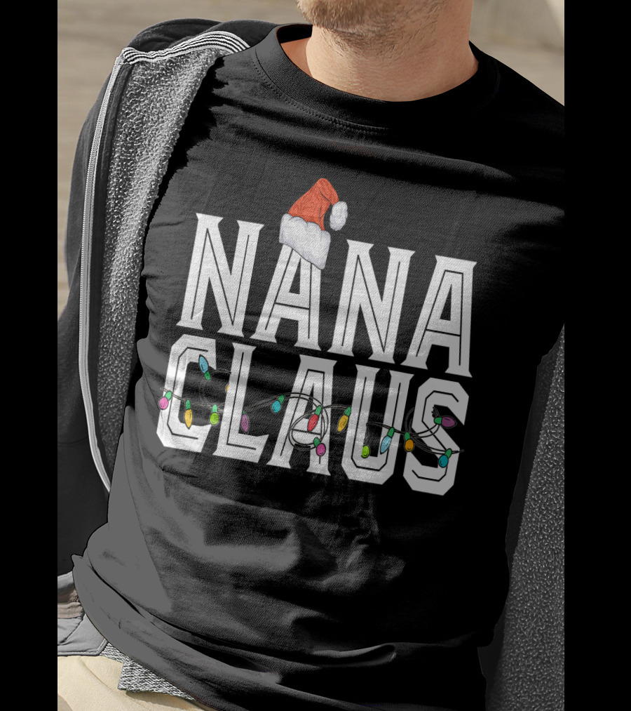 Nana Claus Santa Hat With Christmas Lights T-Shirt