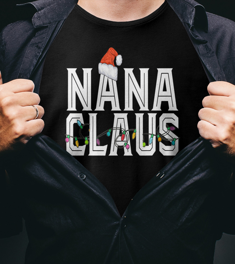 Nana Claus Santa Hat With Christmas Lights T-Shirt