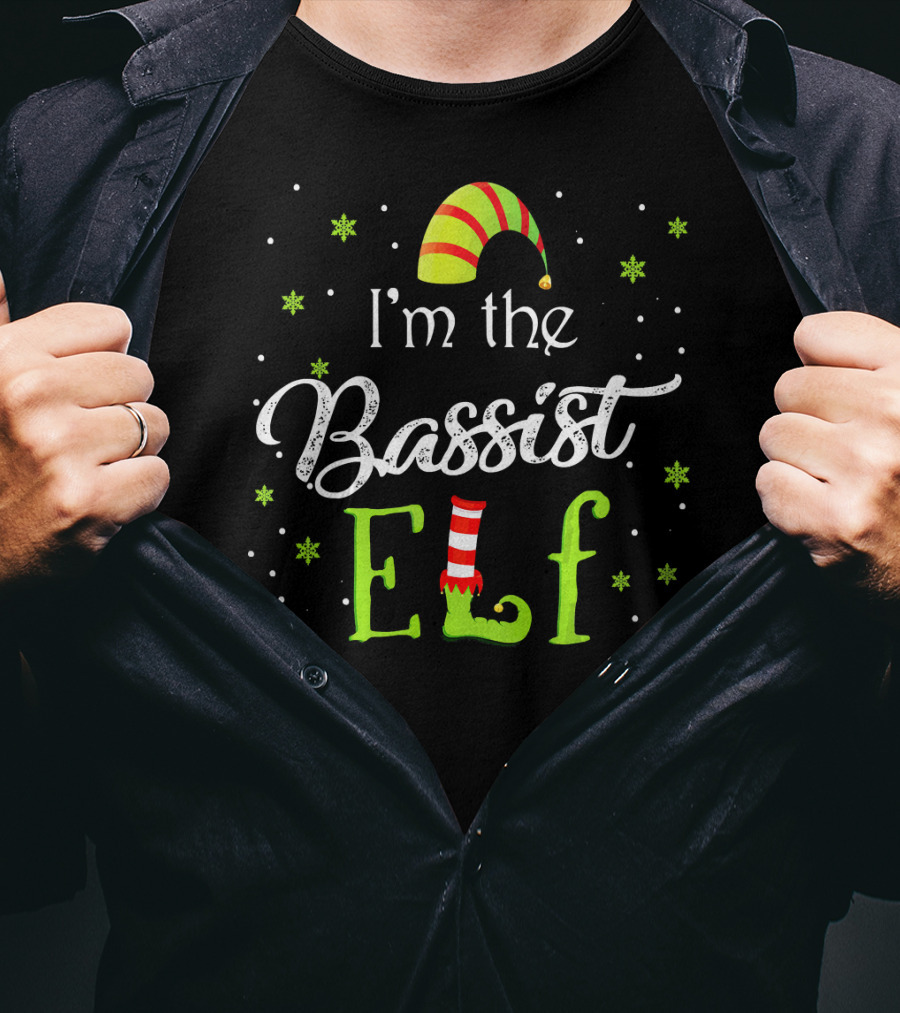 I'm The Bassist Elf Costume Family Matching Christmas T-Shirt