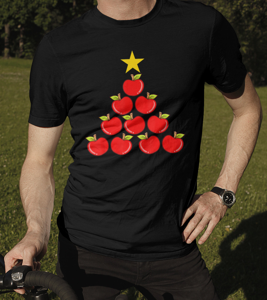 Apple Doctor Away Healthy Lifestyle Christmas Apple Tree T-Shirt