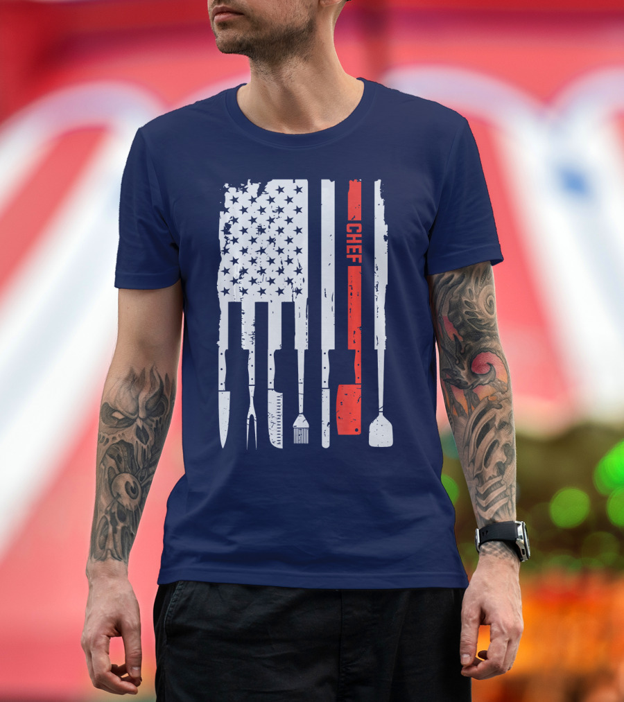 American Flag Baking Tools Chef Humorous Pastry T-Shirt