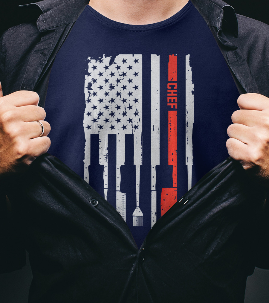 American Flag Baking Tools Chef Humorous Pastry T-Shirt