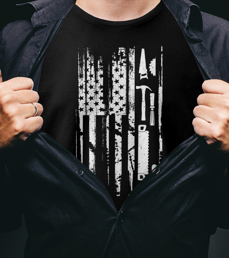 American Flag Woodworking Tools T-Shirt