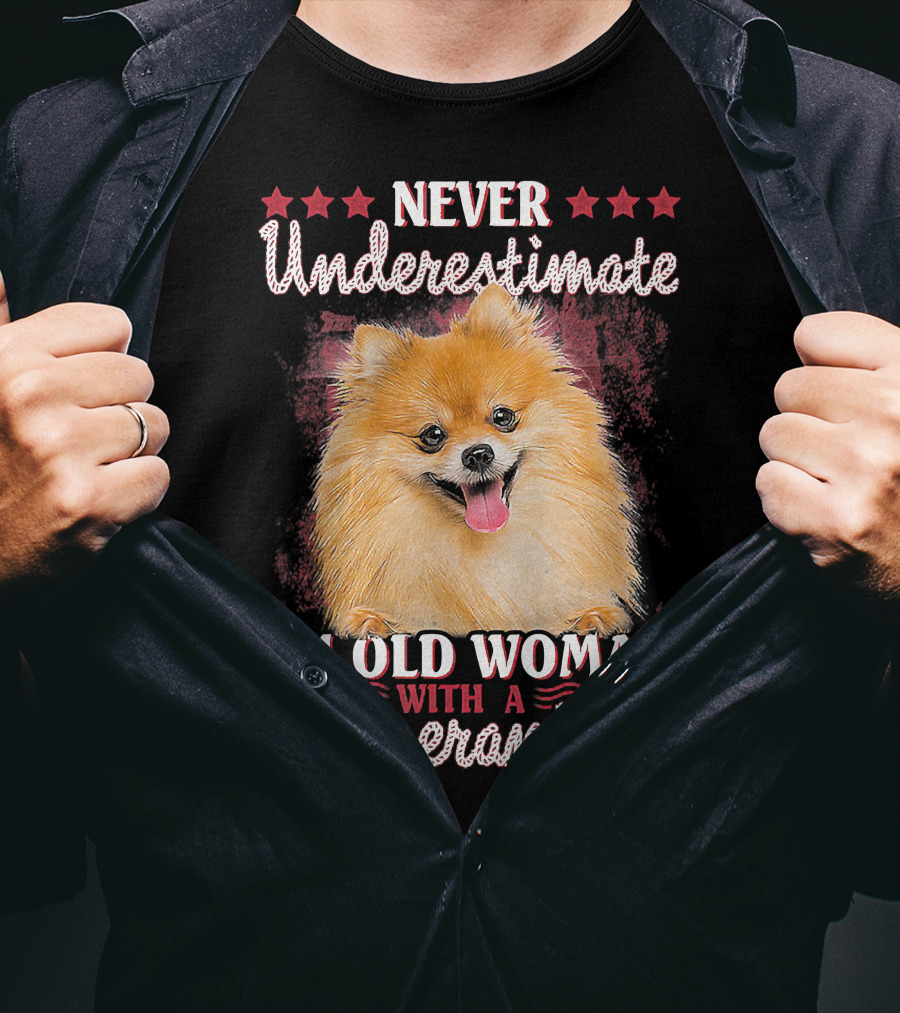Never Underestimate An Old Woman With A Pomeranian T-Shirt