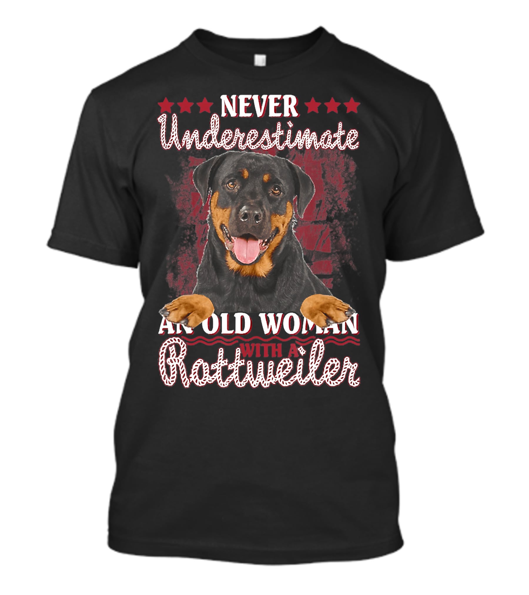 Never Underestimate An Old Woman With A Rottweiler T-Shirt