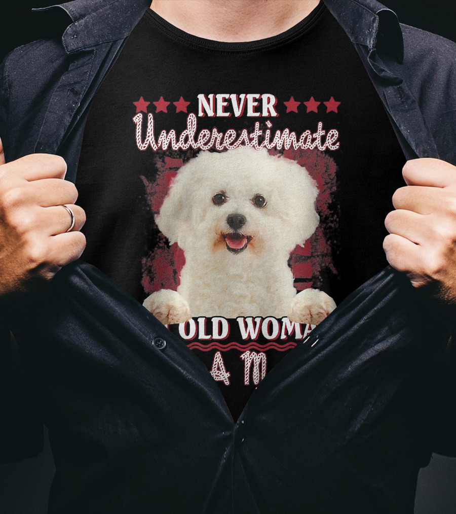 Never Underestimate An Old Woman With A Maltese T-Shirt