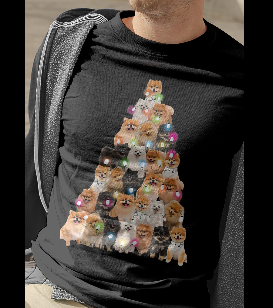 Holiday Cheer Pomeranian Christmas Tree Of Festive Pups T-Shirt