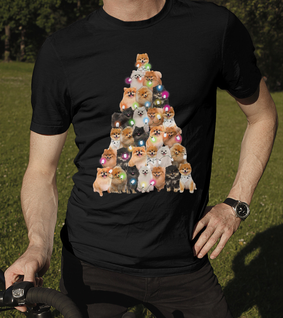 Holiday Cheer Pomeranian Christmas Tree Of Festive Pups T-Shirt