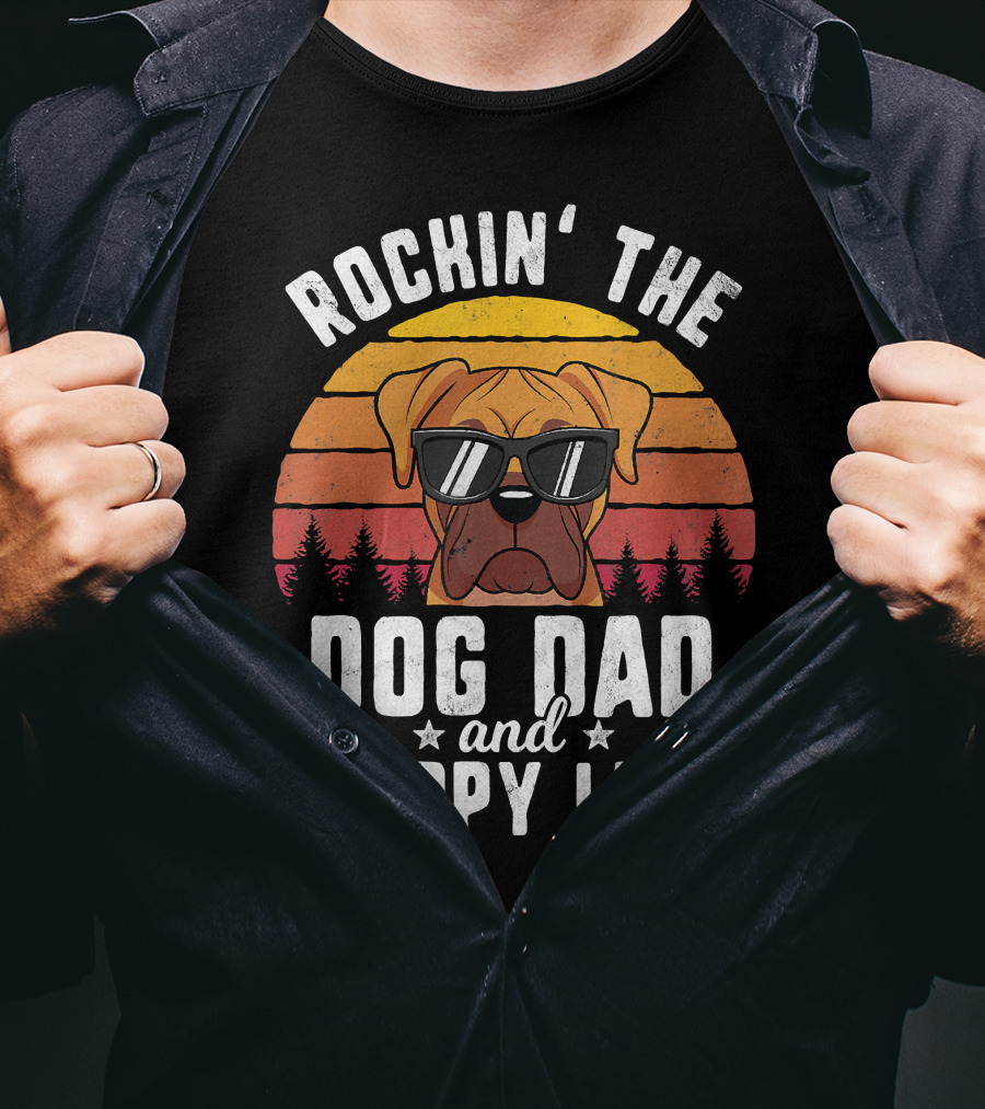 Rockin' The Dog Dad And Poppy Life In Style Vintage Vibes T-Shirt