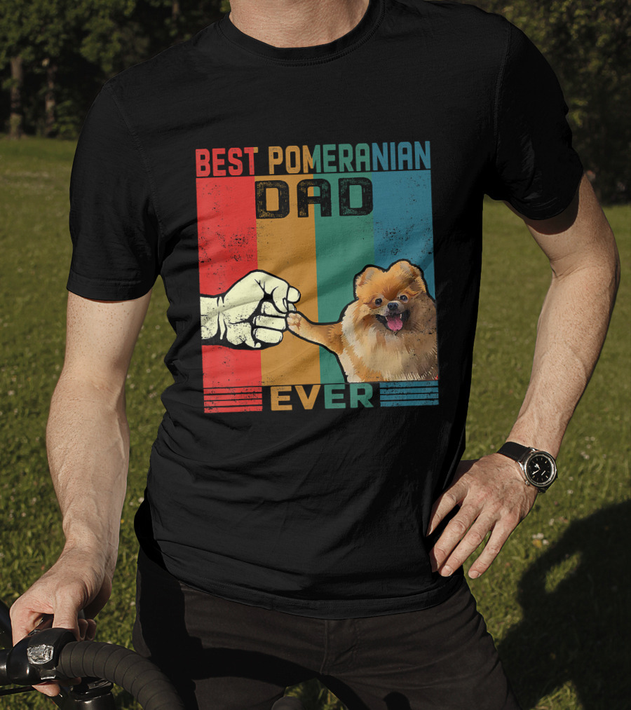 Best Pomeranian Dad Ever Vintage Fist Bump T-Shirt