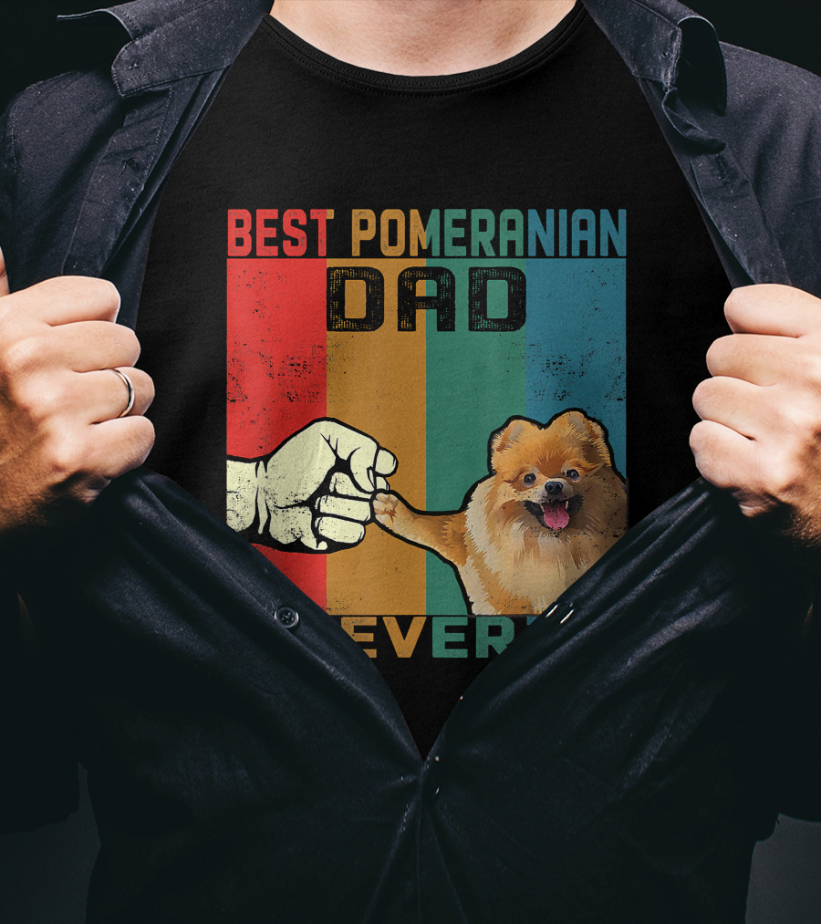 Best Pomeranian Dad Ever Vintage Fist Bump T-Shirt