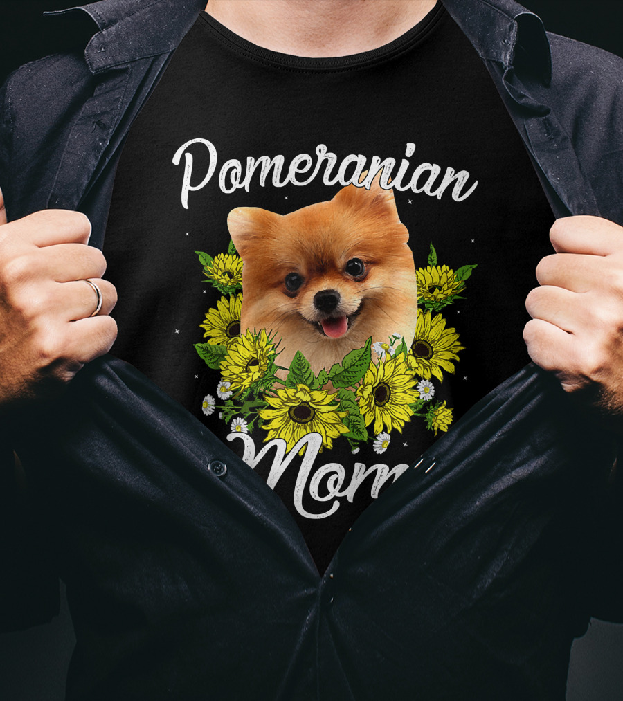 Pomeranian Mom Sunflowers Mother's Day T-Shirt