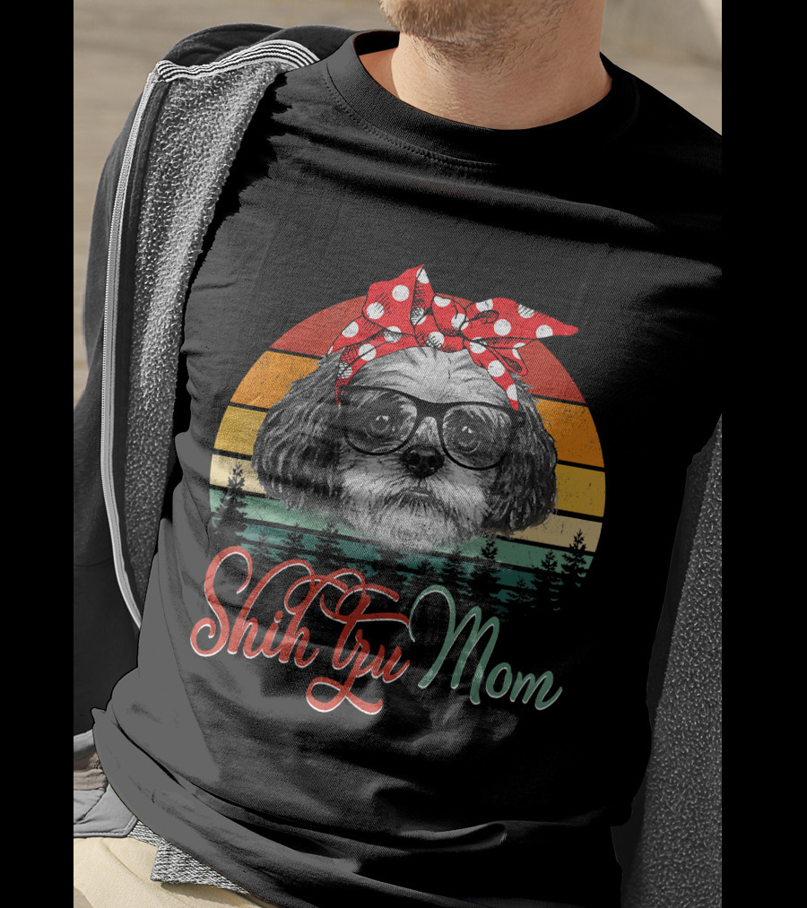 Shih Tzu Mom Retro Dog Lovers Mother T-Shirt
