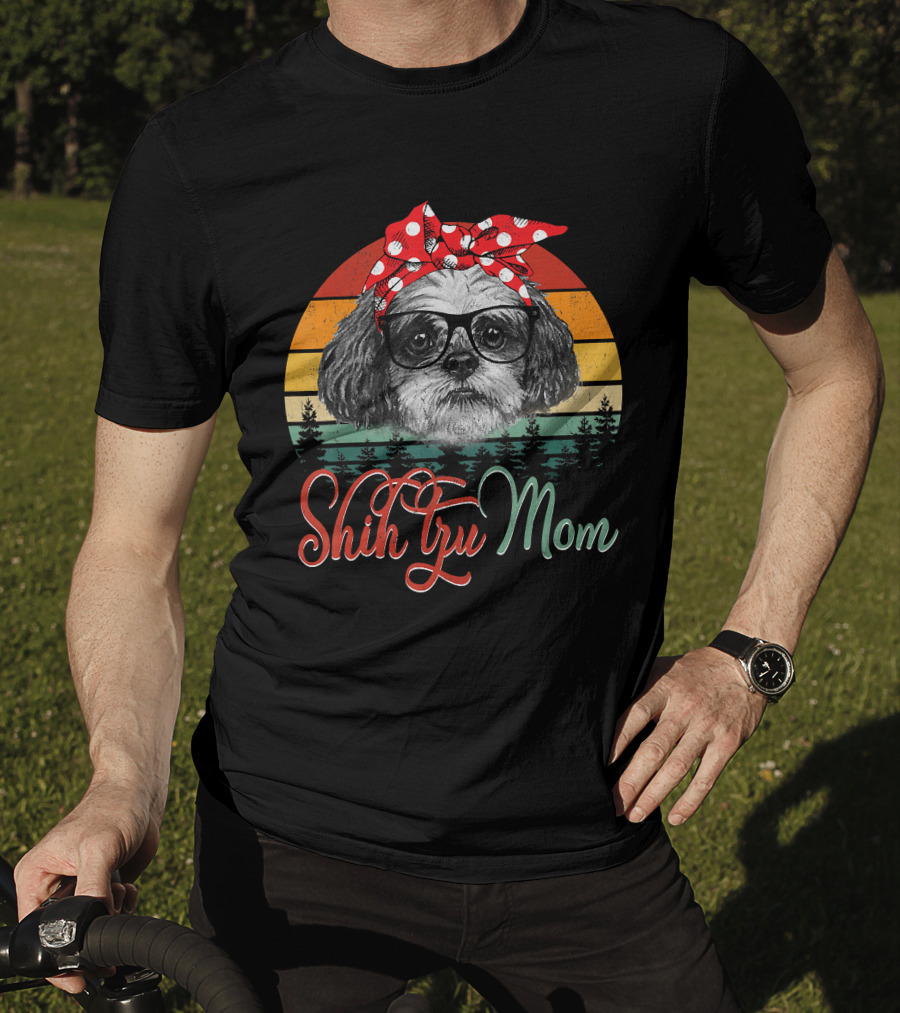 Shih Tzu Mom Retro Dog Lovers Mother T-Shirt