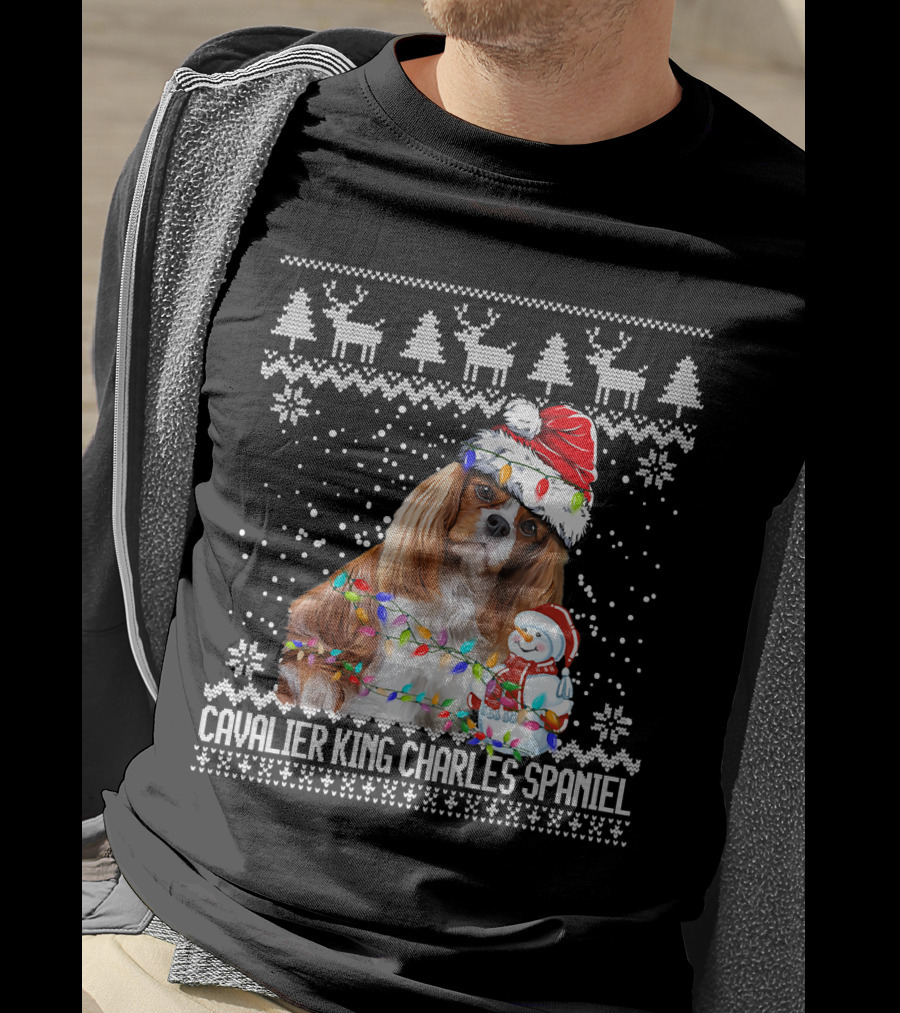 Cavalier King Charles Spaniel Christmas Santa Snowman Reindeer T-Shirt
