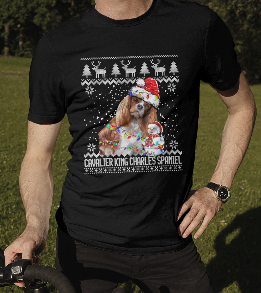 Cavalier King Charles Spaniel Christmas Santa Snowman Reindeer T-Shirt