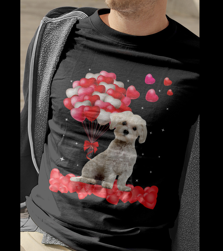Heartfelt Maltese With Heart Balloons Valentine's Day T-Shirt