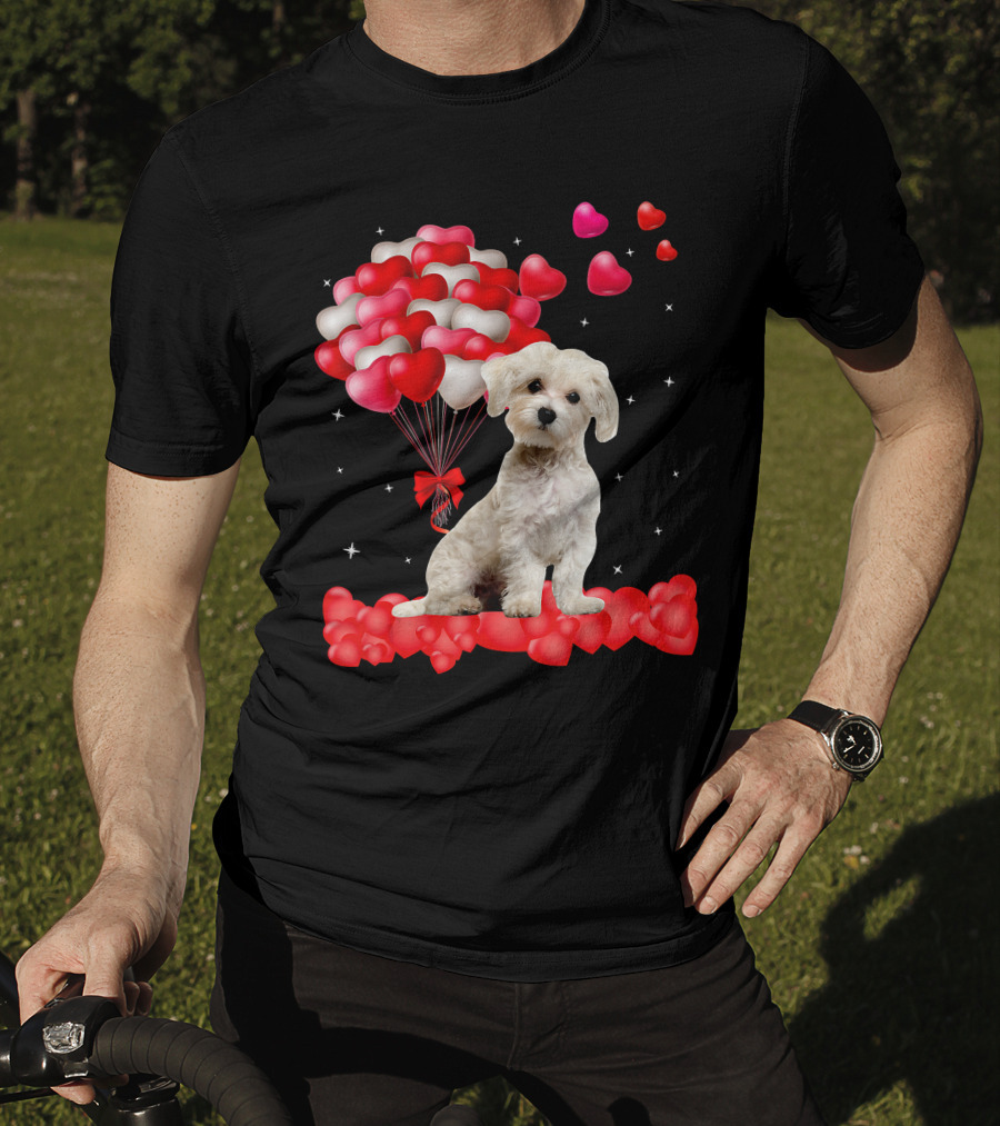 Heartfelt Maltese With Heart Balloons Valentine's Day T-Shirt