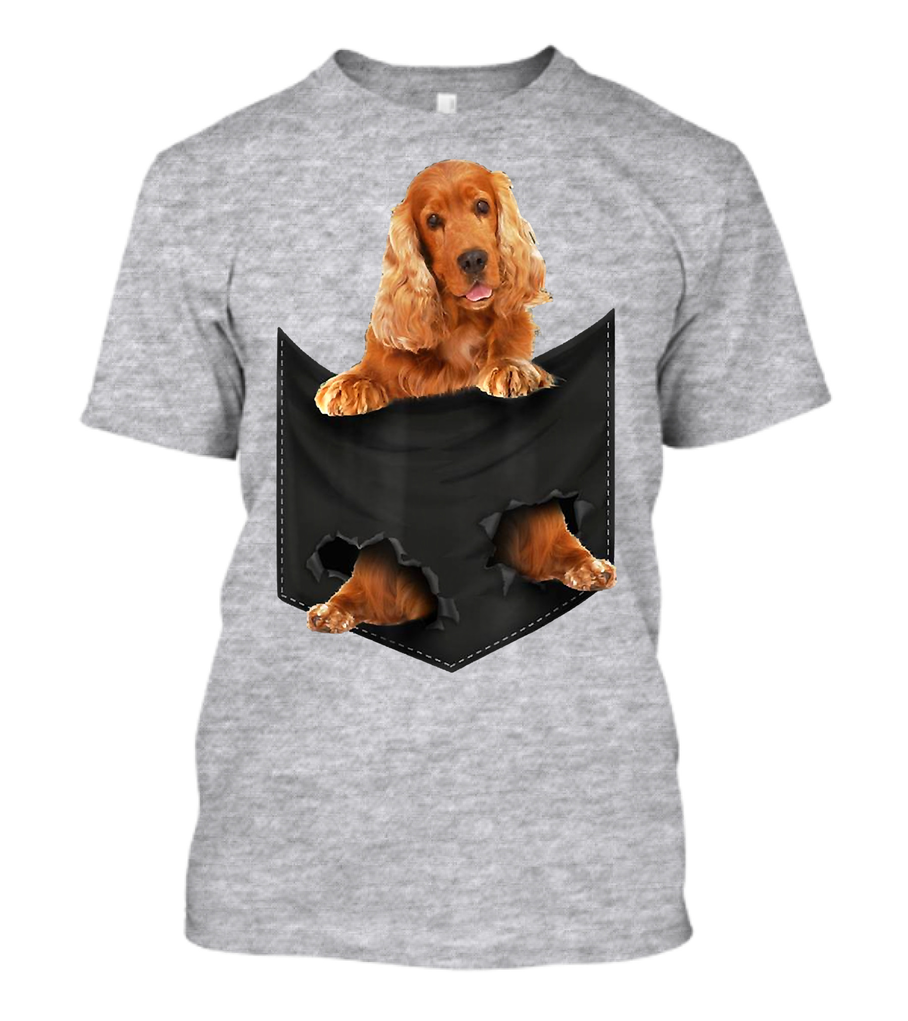 Pocket Sized Charm Red English Cocker Spaniel Peeking Out T-Shirt