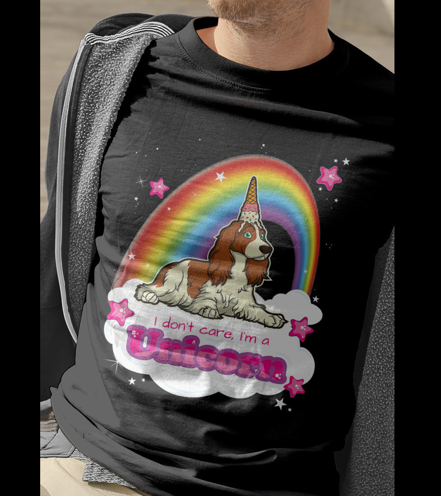 I Don't Care I'm A Unicorn English Cocker Spaniel Rainbow T-Shirt
