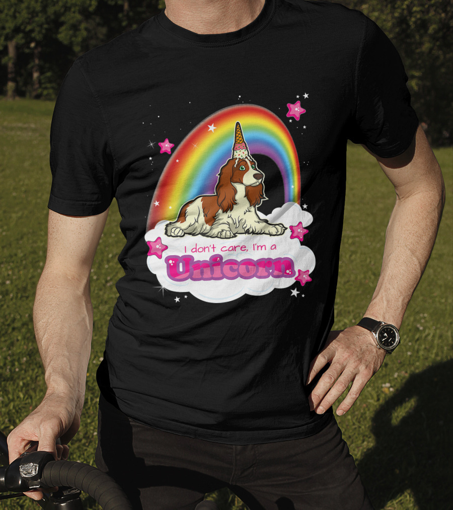 I Don't Care I'm A Unicorn English Cocker Spaniel Rainbow T-Shirt