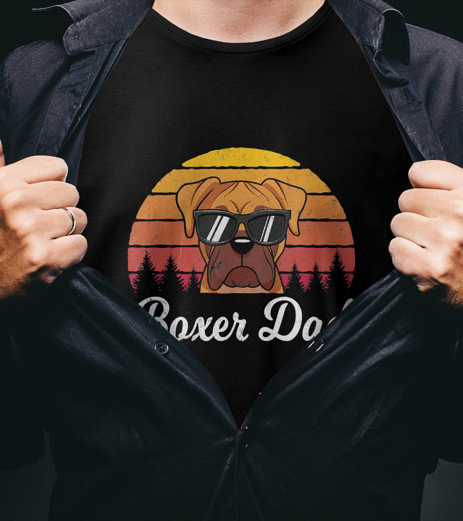 Retro Vintage Boxer Dad Funny Dogs Lover T-Shirt
