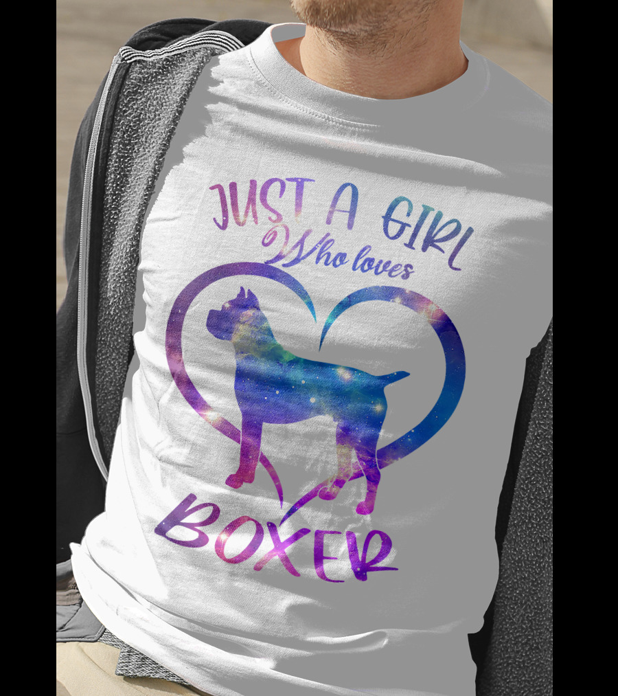 Just A Girl Who Loves Boxer Heart Galaxy T-Shirt