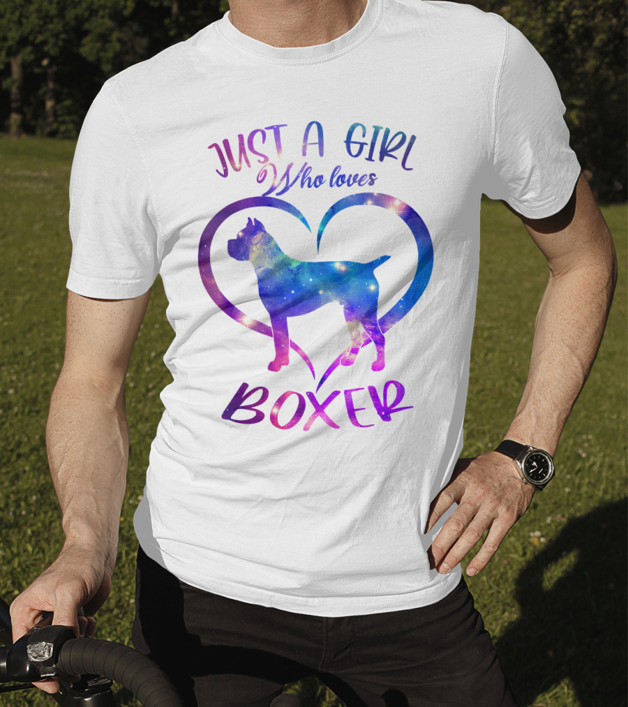 Just A Girl Who Loves Boxer Heart Galaxy T-Shirt