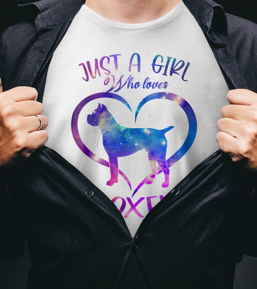 Just A Girl Who Loves Boxer Heart Galaxy T-Shirt