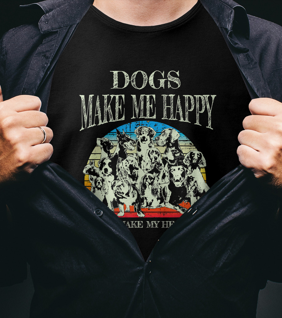 Dogs Make Me Happy Humans Make My Head Hurt Retro T-Shirt