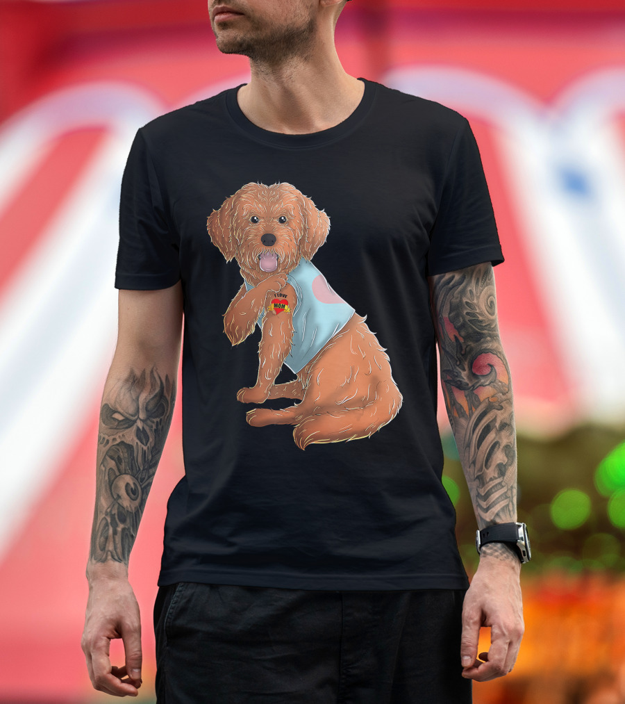 Cockapoo Dog I Love Mom Tattoo T-Shirt