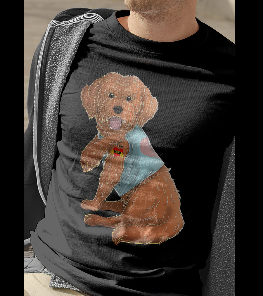 Cockapoo Dog I Love Mom Tattoo T-Shirt
