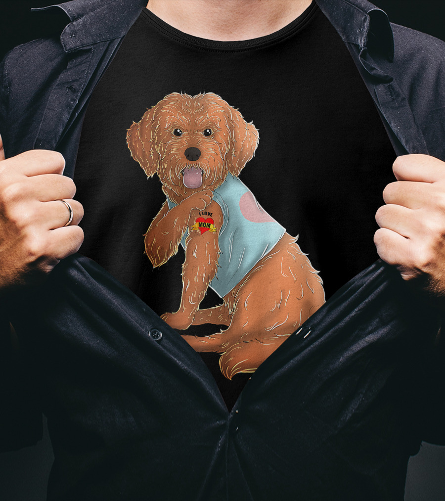 Cockapoo Dog I Love Mom Tattoo T-Shirt