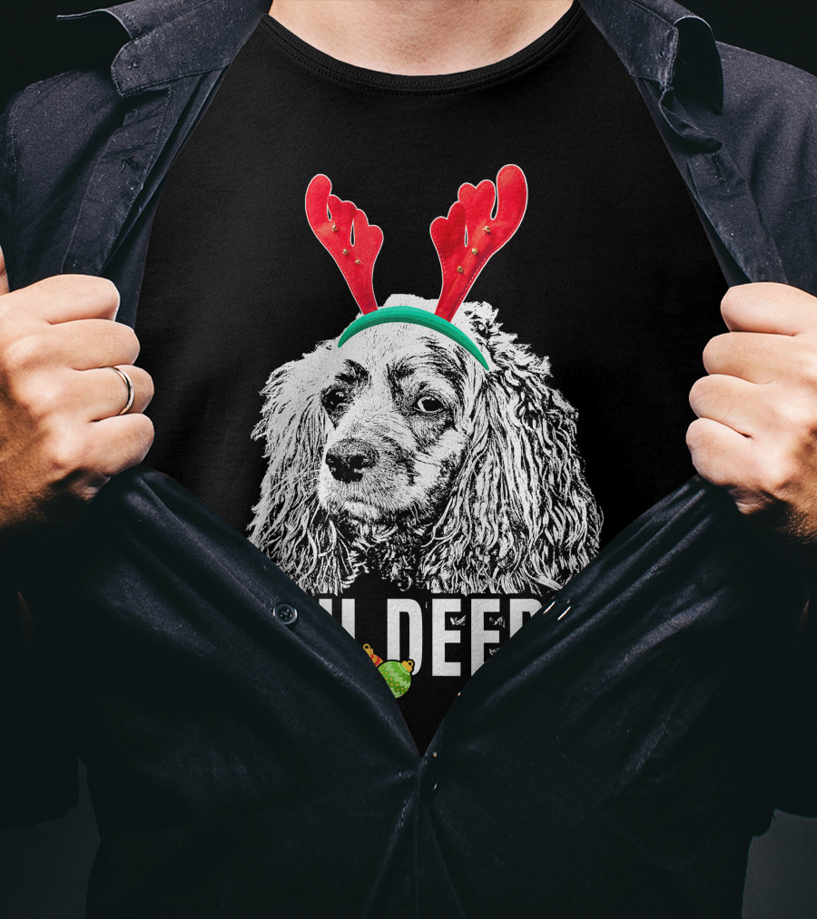 Oh Deer Funny Cocker Spaniel Reindeer Antlers Christmas Ornaments T-Shirt