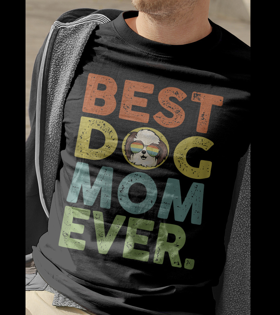 BEST DOG MOM EVER Vintage Shih Tzu T-Shirt