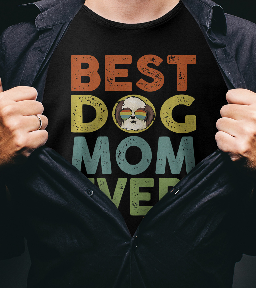 BEST DOG MOM EVER Vintage Shih Tzu T-Shirt
