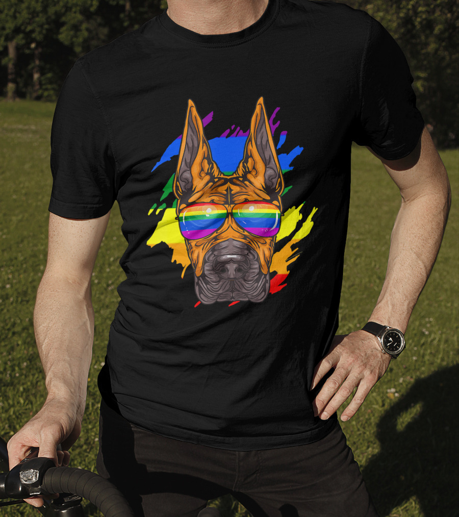 Rainbow Sunglasses Great Dane Pride T-Shirt