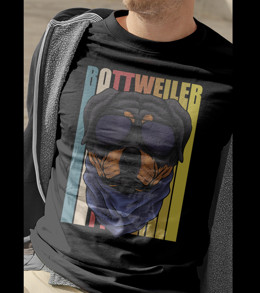 Retro Vintage Rottweiler Dog Eyeglasses Bandana T-Shirt