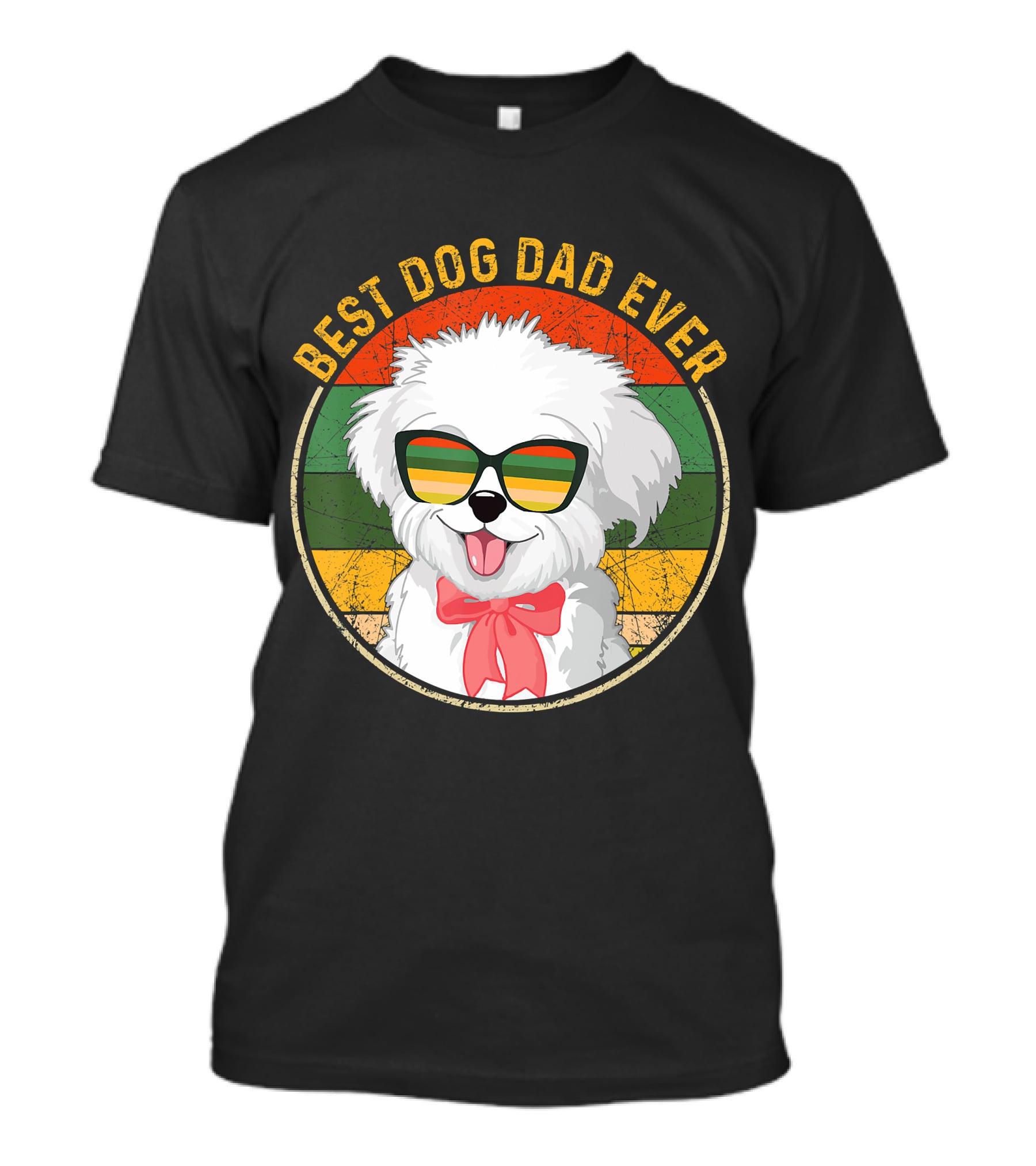 Best Dog Dad Ever Retro Vintage Maltese Sunglasses T-Shirt