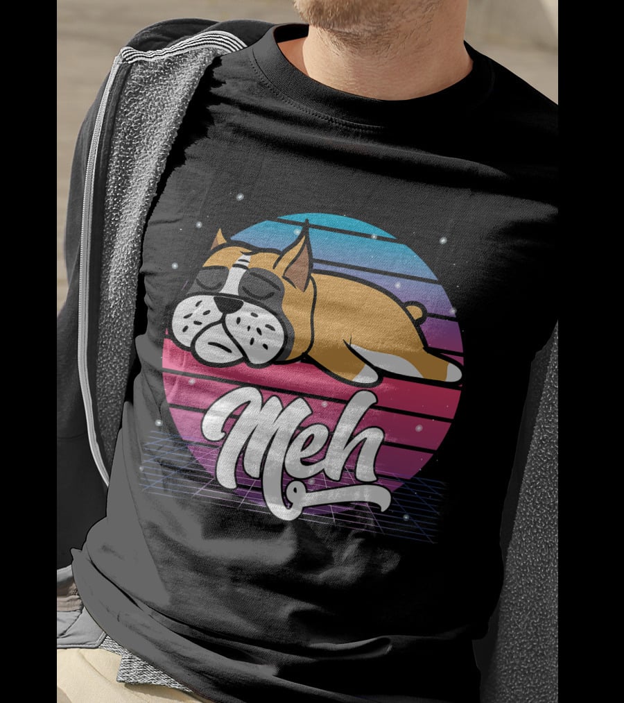 Meh Vaporwave Aesthetic Otaku Meme Retro Dog T-Shirt
