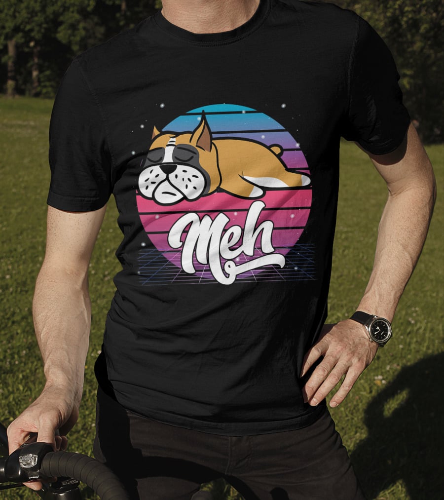 Meh Vaporwave Aesthetic Otaku Meme Retro Dog T-Shirt