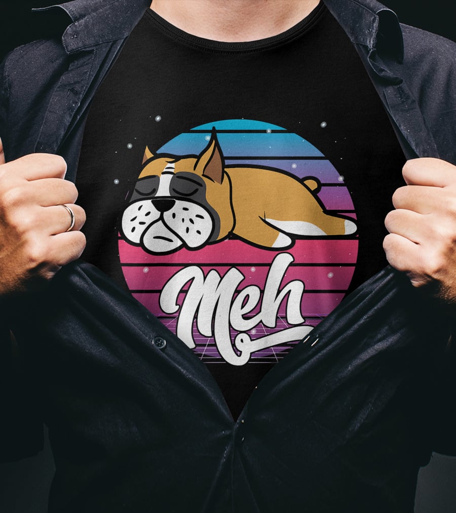 Meh Vaporwave Aesthetic Otaku Meme Retro Dog T-Shirt