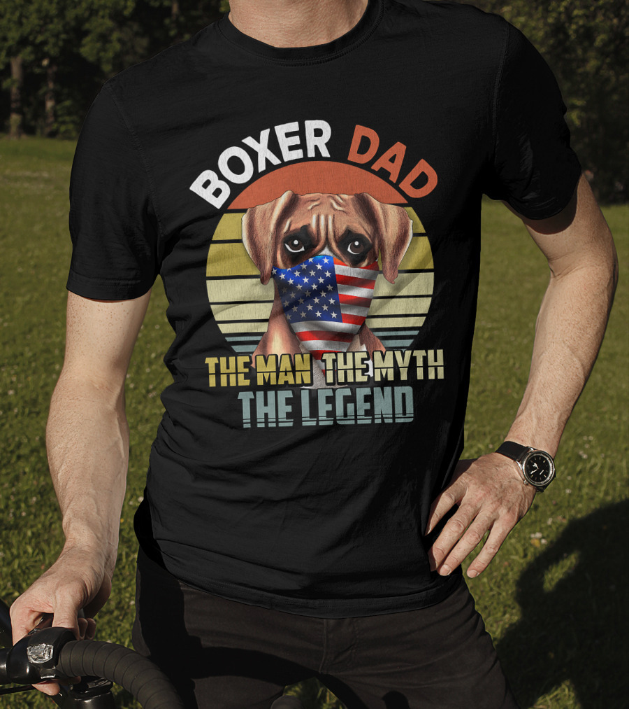 Boxer Dad US Flag Face Mask The Man The Myth The Legend T-Shirt