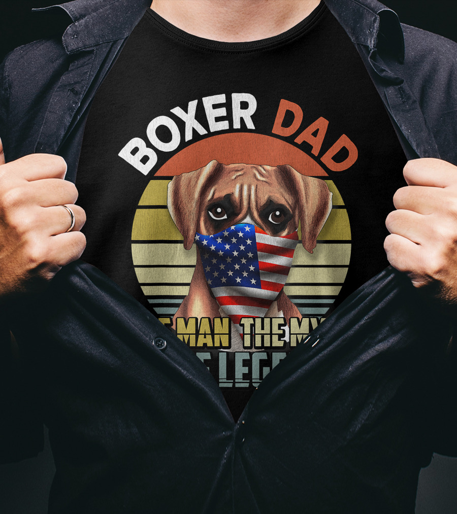 Boxer Dad US Flag Face Mask The Man The Myth The Legend T-Shirt