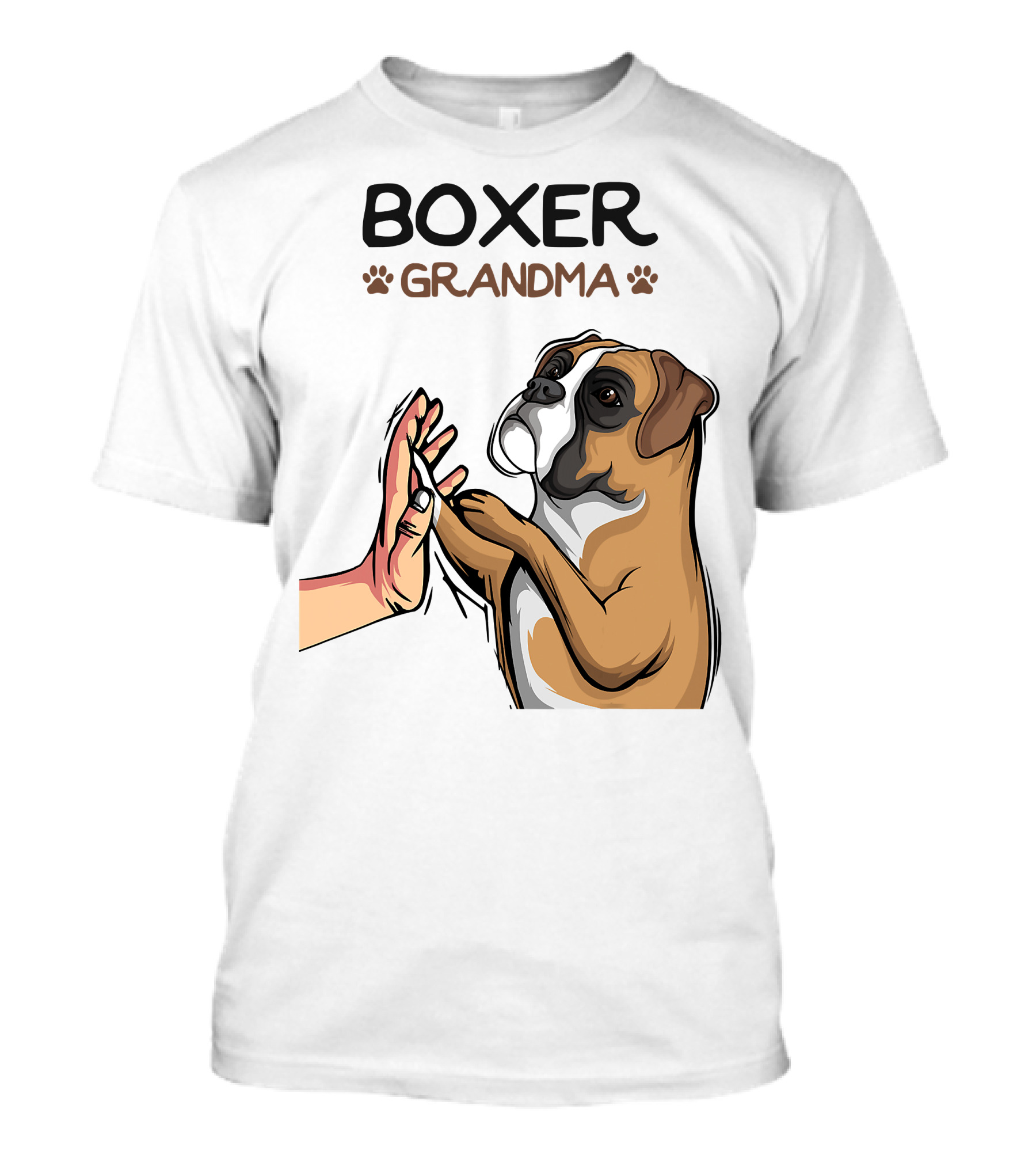 Boxer Grandma High-Five With Dog Paws T-Shirt