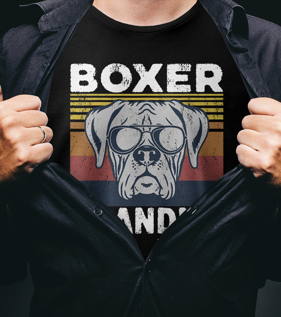 Boxer Grandma Dog Breed Pet Owner Lover Retro Sunglasses T-Shirt