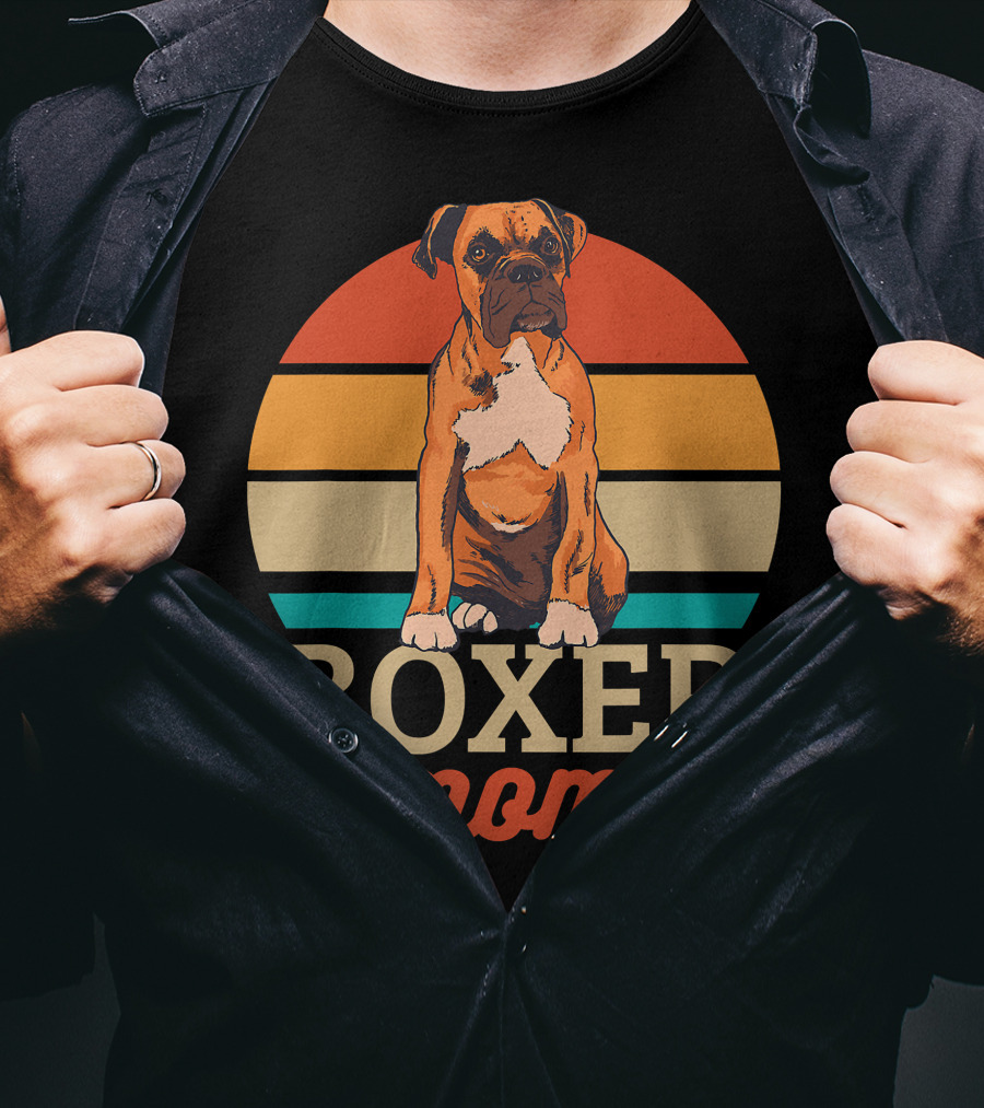 Boxer Mom Retro Sunset Pooch Love T-Shirt
