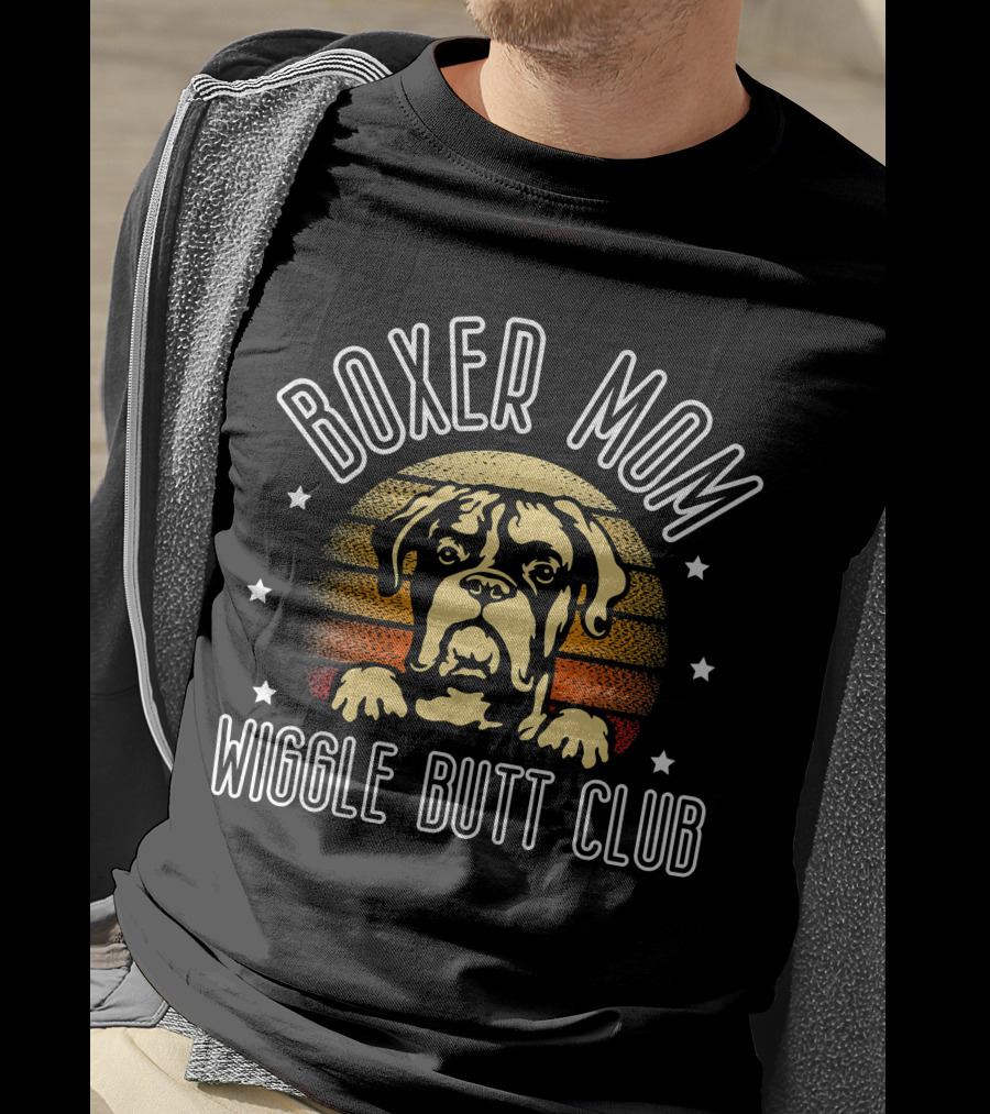 Boxer Mom Wiggle Butt Club For Boxer Dog Lovers T-Shirt