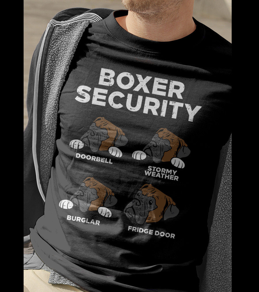 Boxer Security Doorbell Stormy Weather Burglar Fridge Door T-Shirt